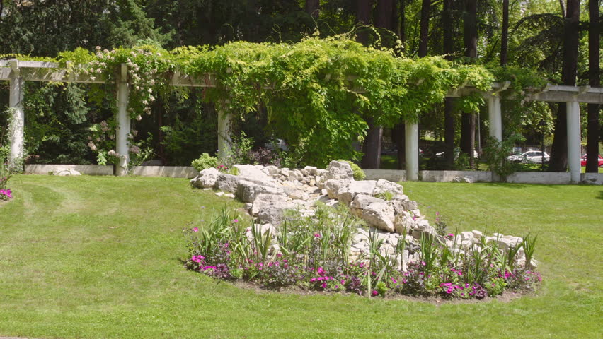 Shot of natural view of Parc de la tete d'Or (Golden Head Park) in Lyon, France at golden hour.