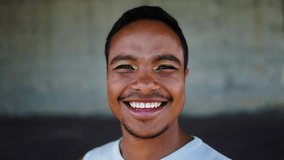 Lgbt pride, Gay man wearing makeup smiling on camera. Equality, diversity and non-binary expression - Powered by Shutterstock - Get 15% off with code: PIKWIZARD15