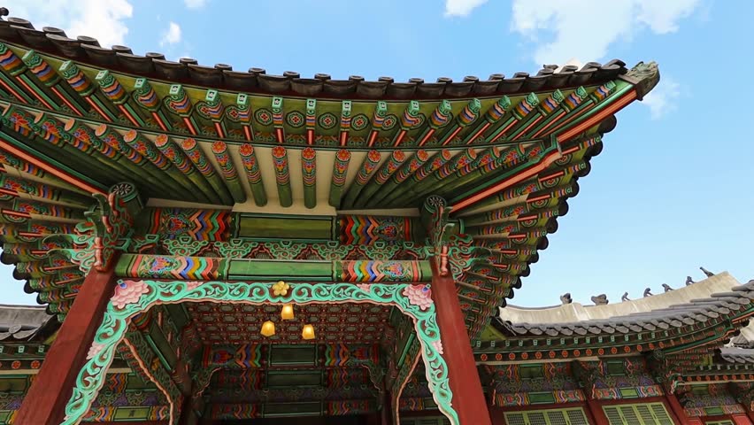 Traditional Korean roofs at Gyeongbokgung Palace Seoul South Korea