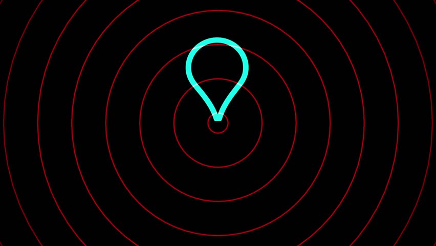 4K Map pin on blac background. Location symbol, Map marker. Loopable