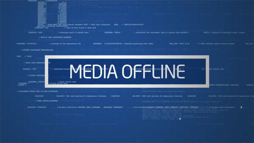 Media offline message with glitch effect in 4K