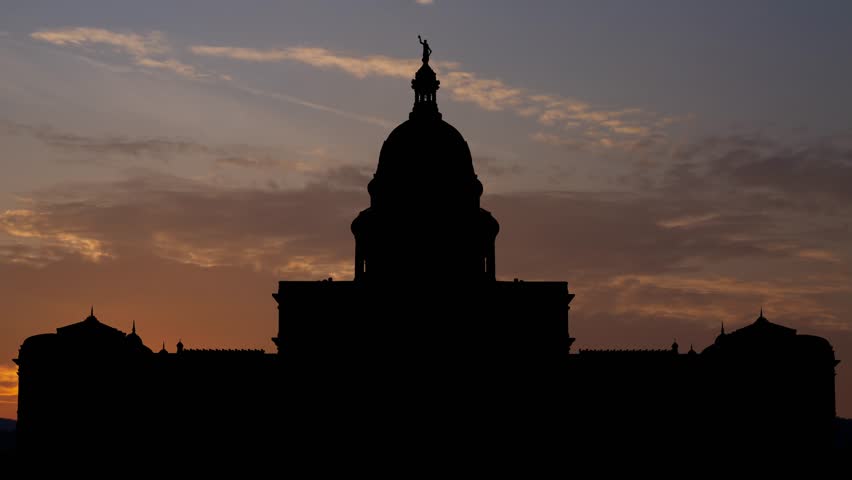 Texas State Capitol in Austin, Time Lapse at Sunrise with Beautiful Sky, USA