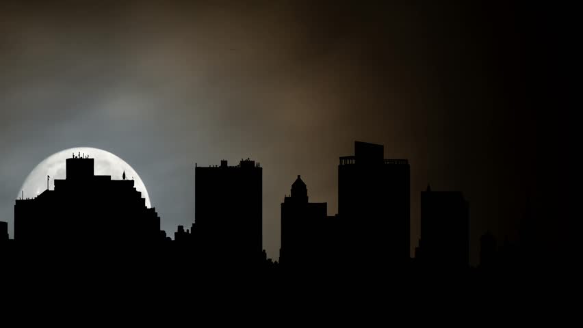View of downtown El Paso, Texas, Time Lapse by Night with Full Moon