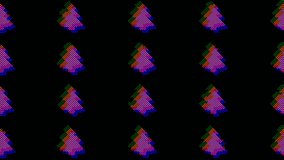 Lo-fi retro 8bit pixel art abstract Christmas, new year holiday background - colorful Xmas fir trees in mosaic style or 2d pixel design. Looped video glitch animation, retro futuristic digital footage - Powered by Shutterstock - Get 15% off with code: PIKWIZARD15