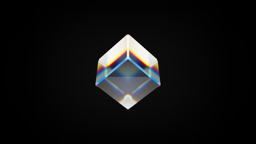 3D animation of glass of cube loop rotating. 4K abstract animation of transparent object
