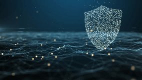 Cyber security shield digital network point grid on blue background - Powered by Shutterstock - Get 15% off with code: PIKWIZARD15