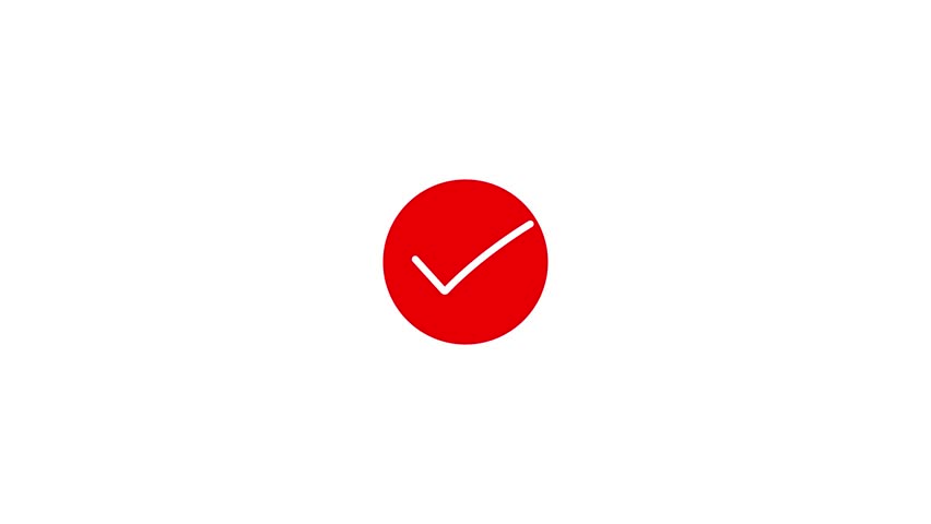 Check mark symbol animation.  Approved tick mark icon, Yes and No symbol.
