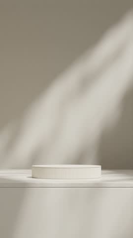 seamless loop shadow animation with terrazzo texture table and gobo light, 3d render footage vertical frame empty space of Minimal gray podium