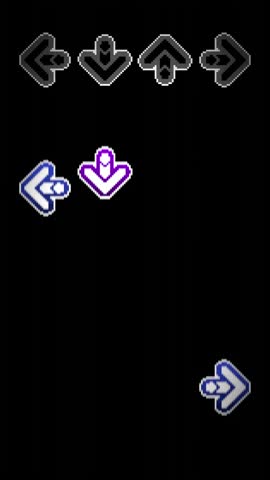 seamless animation of colorful arrows moving up and disappear on top. Colorful arrows in dancing game concept with four different levels. black background. looping animation. vertical video