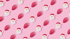 Red pine cone and santa claus on pink background. Minimal Christmas decoration idea, animated video.	 - Powered by Shutterstock - Get 15% off with code: PIKWIZARD15