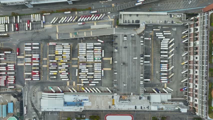 Drone View of Seoul city in South Korea, Express terminal, Autumn 60fps