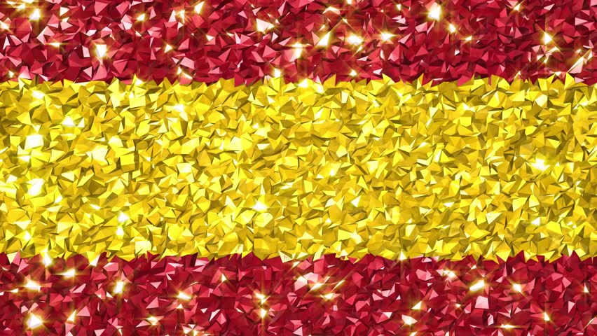 Sparkling Flag of Spain in dazzling 3D animation. A brilliant and vibrant Spanish flag texture, perfect for patriotic themes, backgrounds, and national celebrations.