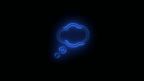 Neon thought bubble icon blue glowing black background animation - Powered by Shutterstock - Get 15% off with code: PIKWIZARD15