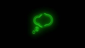 Neon thought bubble icon green glowing black background animation - Powered by Shutterstock - Get 15% off with code: PIKWIZARD15