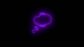 Neon thought bubble icon purple glowing black background animation - Powered by Shutterstock - Get 15% off with code: PIKWIZARD15