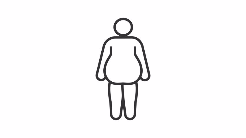 Body transformation line animation. Animated icon of person. Weight gain and loss concept. Body shape. Black illustration on white background. HD video with alpha channel. Motion graphic