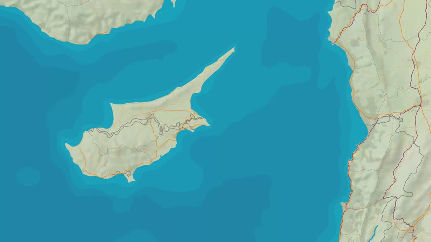 Map of Cyprus Zooming Animation with Flag Rotating and Text Display – 4K Video Full HD