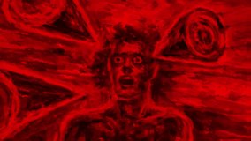 Horrible visions of hell. Creepy nightmares 2d animation. Horror fantasy genre. Spooky animated characters. Creepy movie for Halloween. VJ and music clip. Animated black and red background. - Powered by Shutterstock - Get 15% off with code: PIKWIZARD15