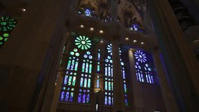 This video highlights a church at night, showcasing its stunning stained glass windows and intricate designs, capturing the artistry of this sacred space - Powered by Shutterstock - Get 15% off with code: PIKWIZARD15