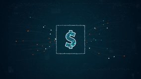Motion graphic of Blue digital money logo with particles dot spread on abstract background with crypto currency finance and digital money concepts - Powered by Shutterstock - Get 15% off with code: PIKWIZARD15