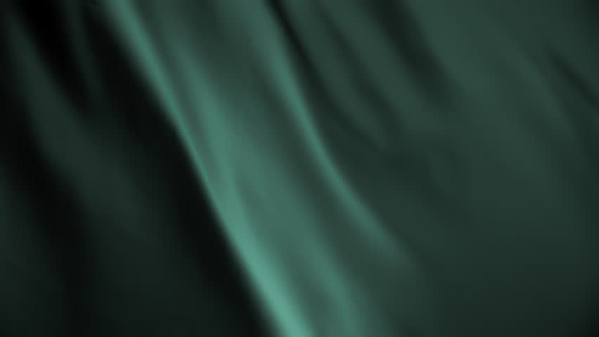 Dark green chiffon textile waving in the wind. Abstract texture background. Slow motion. 