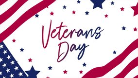 Veterans Day Text Animation with America Flag Background. Perfect for honoring military service and commemorating this special day with style and respect. - Powered by Shutterstock - Get 15% off with code: PIKWIZARD15