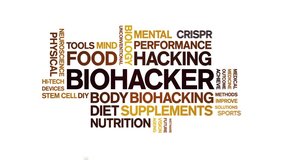 Biohacker animated word cloud,text design animation tag kinetic typography seamless loop.  - Powered by Shutterstock - Get 15% off with code: PIKWIZARD15