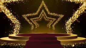 Abstract background with neon glitter stars animation. 3D Award party stage golden stage glitter animation. stars, lights and particles. Luxury gold light streak. Particle, luxury awards ceremony, - Powered by Shutterstock - Get 15% off with code: PIKWIZARD15