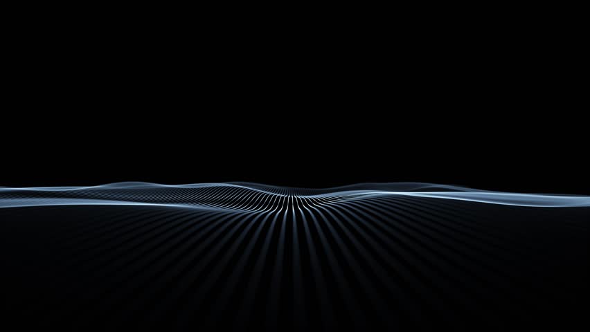 Abstract slow motion wave lines looping on clean black background.	
