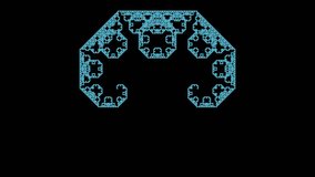 A mesmerizing animation of the Lévy C-curve fractal, evolving from a simple line to an intricate snowflake-like pattern through 12 iterations, rendered in glowing blue against black - Powered by Shutterstock - Get 15% off with code: PIKWIZARD15