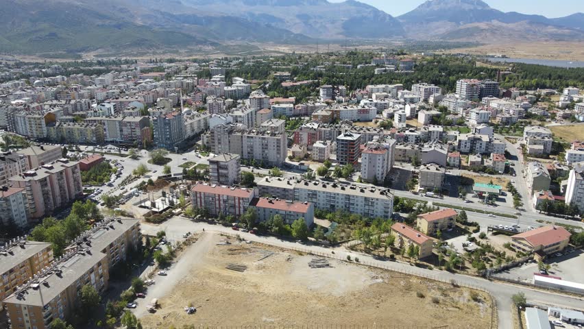 shooting of the city center campus with a drone