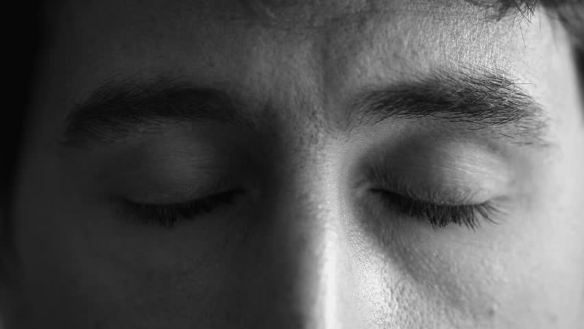 Black and white close-up of a man