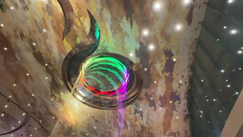 Alangkarn Waterfall Icon Siam Shopping Centre, Bangkok, Thailand - closeup rainbow zebra water patterns