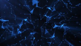 Abstract plexus background of blue lines and dots connected in the space. Digital technology network, science, medicine, finance, and economy background. Big data, engineering, future technology. 4k. - Powered by Shutterstock - Get 15% off with code: PIKWIZARD15