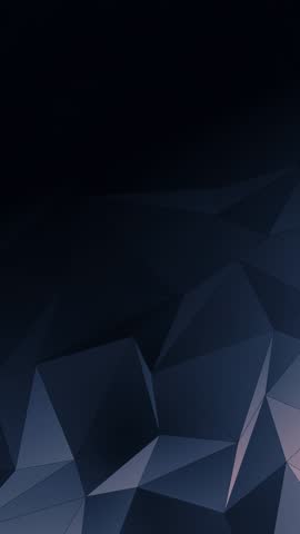Dark blue low poly shapes geometric abstract background animation with copy space. Full HD and looping.