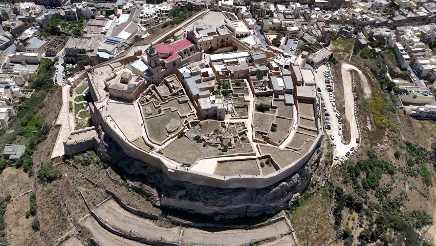 Bird's-eye view of The Citadel of Victoria on Gozo Island, Malta