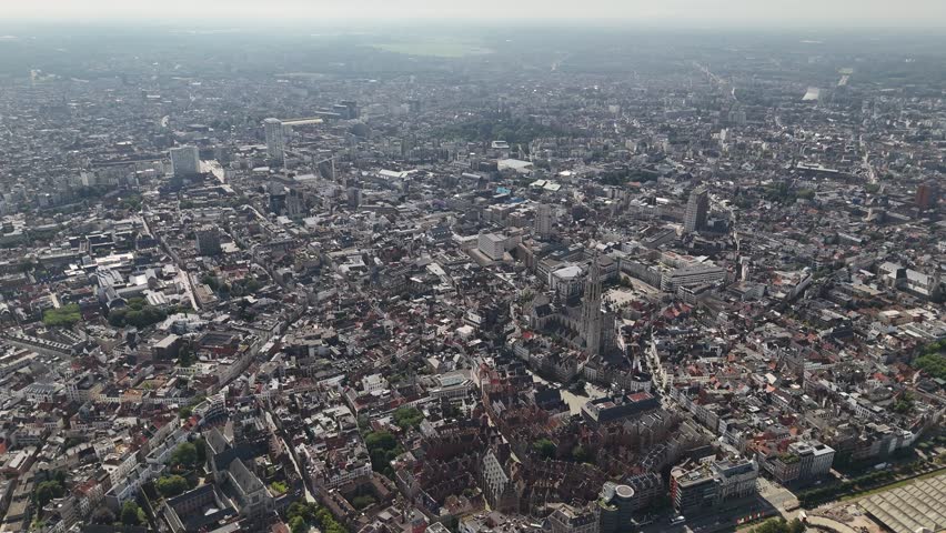 Aerial view of Antwerp city, Belgium