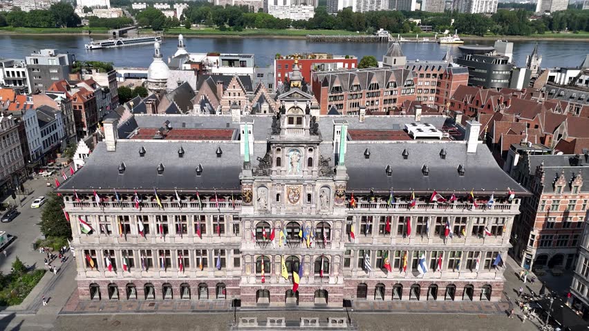 Aerial view of Antwerp City Hall, Belgium