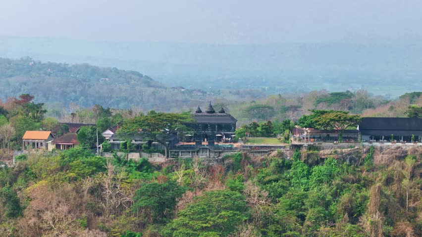 Aerial view of the Ratu Boko Palace in Yogyakarta, South Java, indonesia.