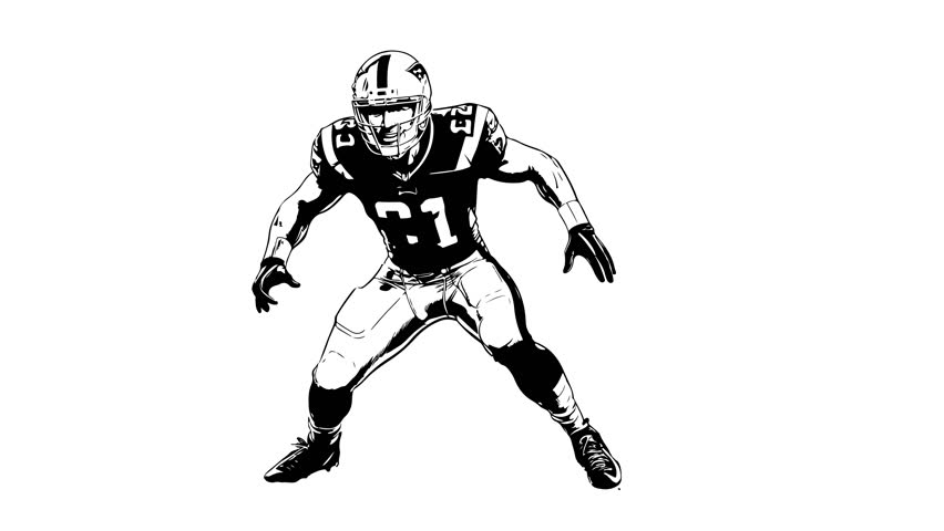 Animation forms a sketch of an American football athlete icon