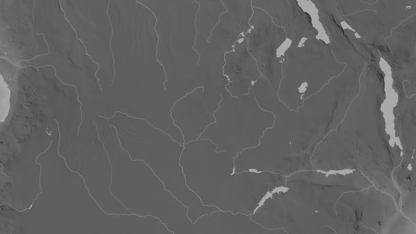 Zambia map - drive. Border. Grayscale.