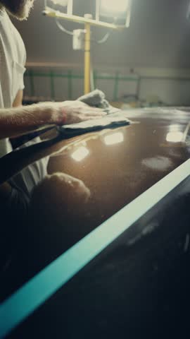 Before and after removing scratches from the hood of a car. Visual effect of polishing the car body. Care of the paintwork.