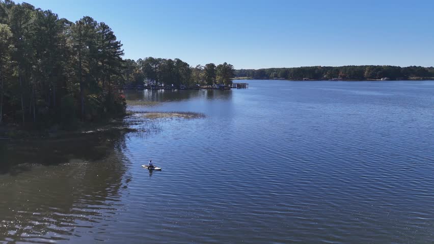 Canoe floating on a lake