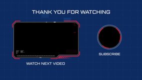 Animation of website interface with the words Thank You For Watching, Subscribe and Watch Next Video in white letters with blank space and links, on a grid on blue background - Powered by Shutterstock - Get 15% off with code: PIKWIZARD15