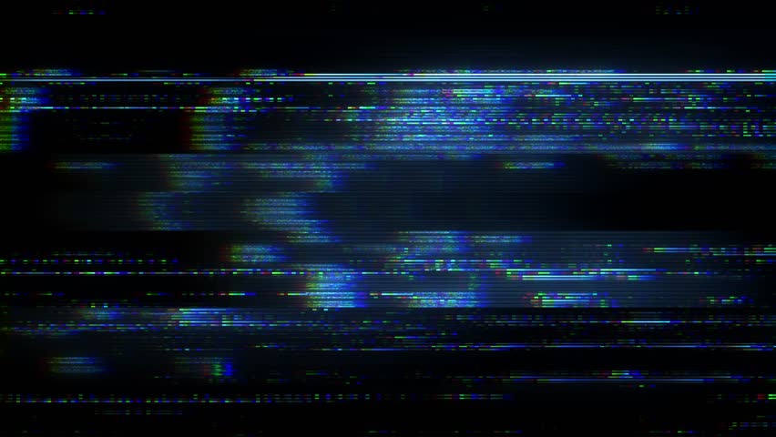 A looping style screen background with data glitch and interference effects.
