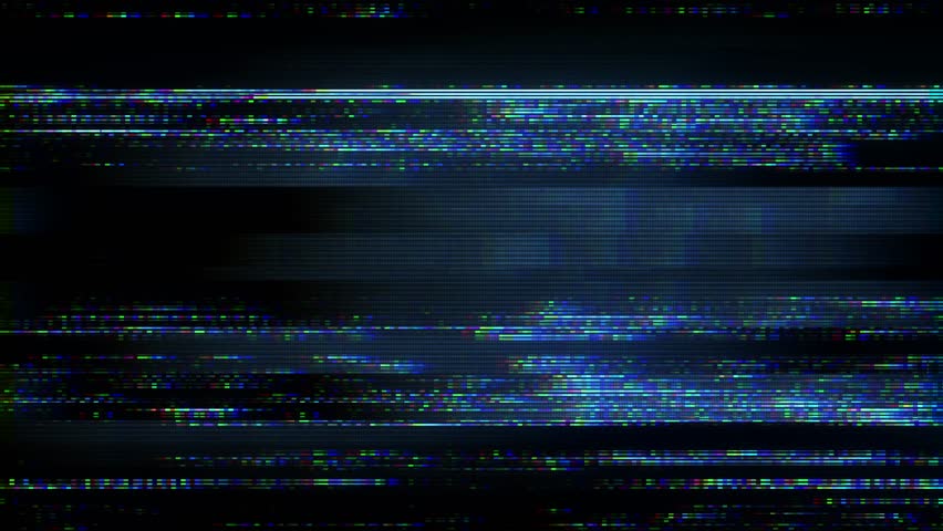 A looping style screen background with data glitch and interference effects.
