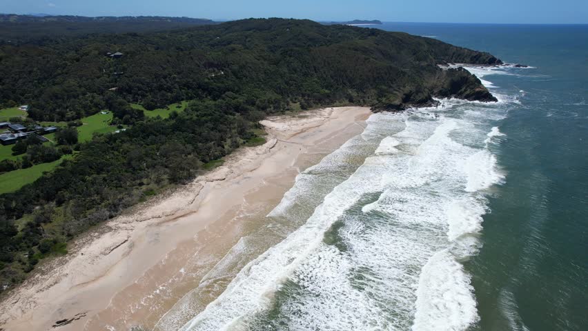 Tranquil Scenery Of The Beach In Seven Mile Beach, New South Wales, Australia - Aerial Shot