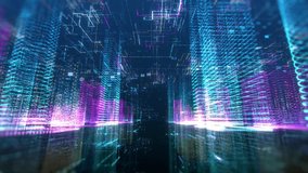 flying through the abstract future technology hud city background, glowing neon lights, 4k seamless loop - Powered by Shutterstock - Get 15% off with code: PIKWIZARD15