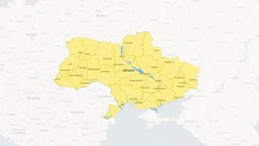 Dynamic Ukraine Map Animation - White and Yellow  - Powered by Shutterstock - Get 15% off with code: PIKWIZARD15