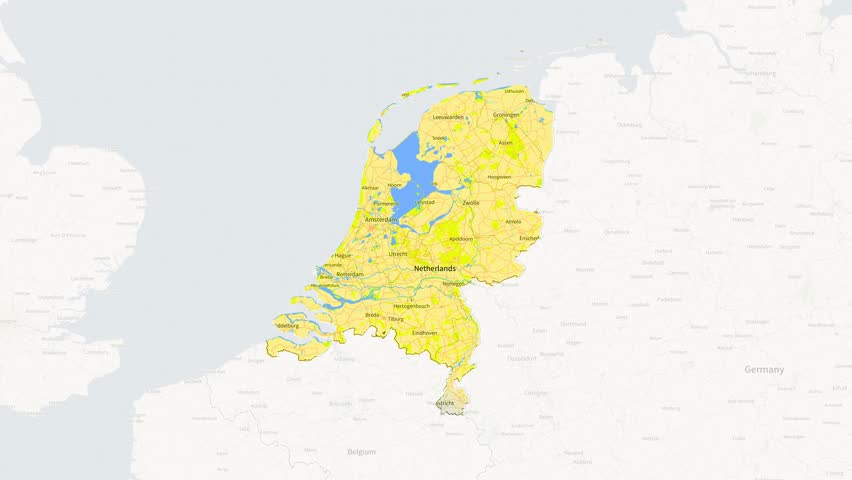 Dynamic Netherlands Map Animation - White and Yellow 